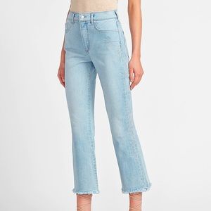 Express high-waisted faded cropped flare jeans